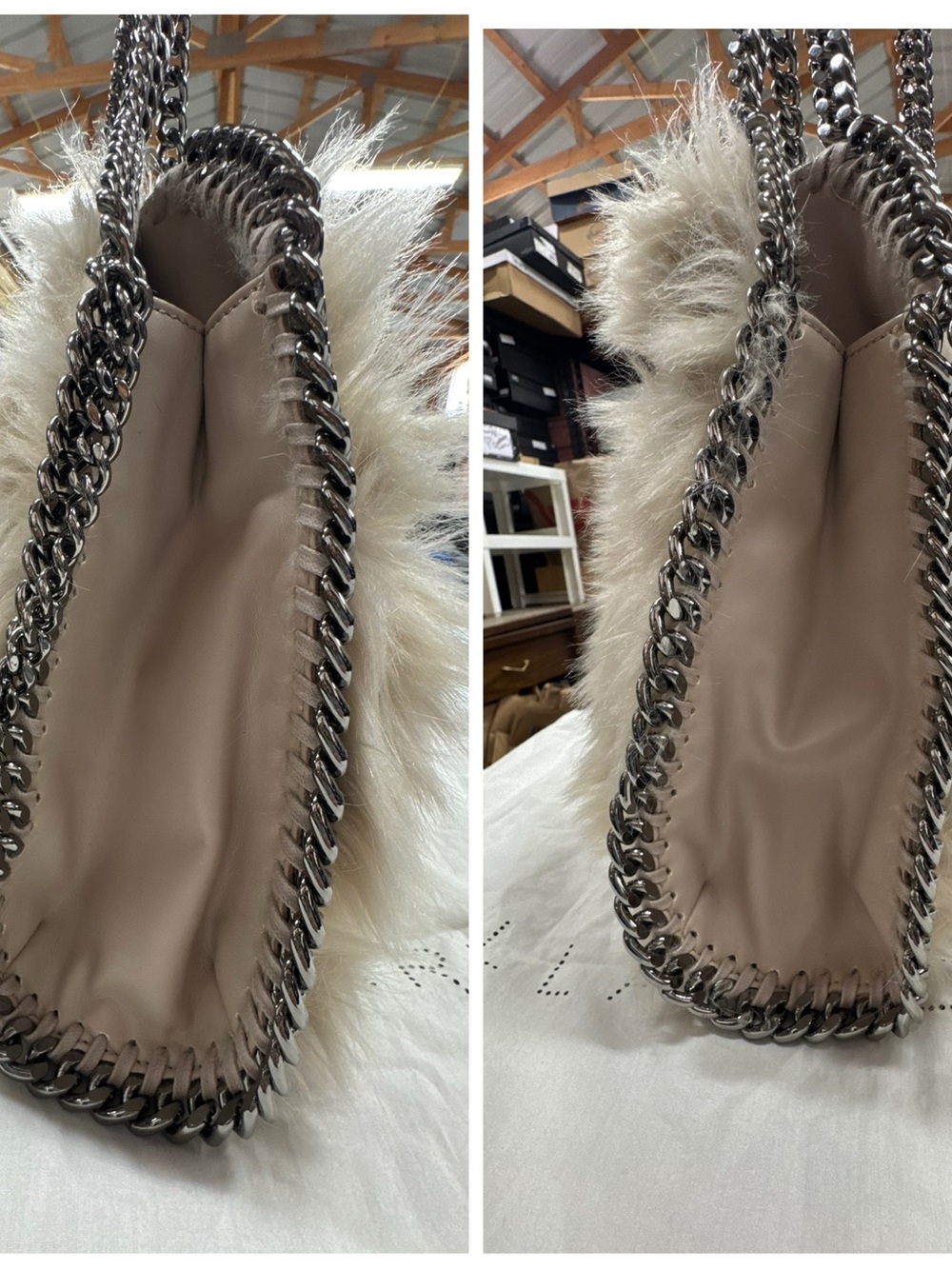 Stella McCartney White Faux Fur Falabella Mini Crossbody Bag EUC - Picture 4 of 9